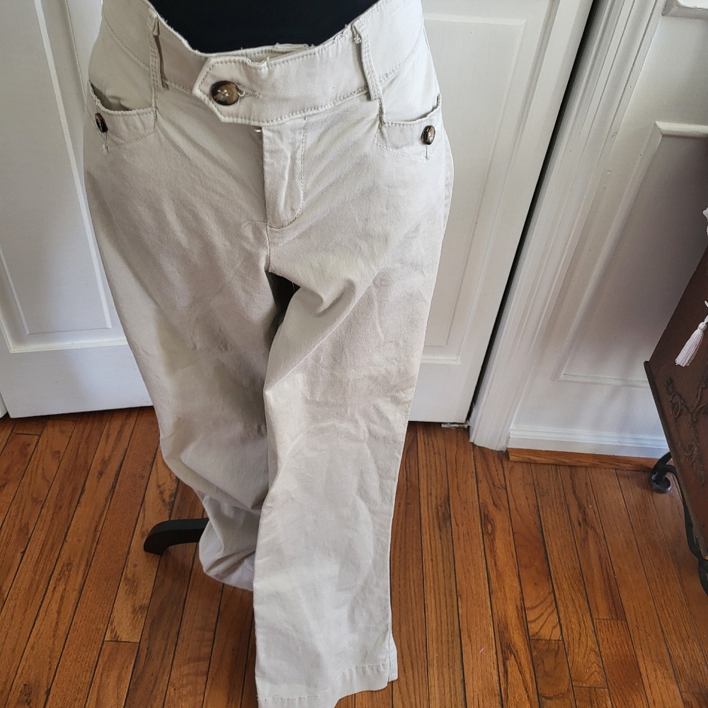 Dockers Vintage Y2k Low Rise Wide Leg Khaki Trousers 4 Preppy Old Money Career - Picture 2 of 7